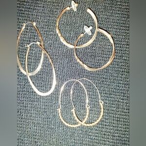 LN Lot Of 3 Prs Gold-tone Earrings